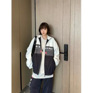 BALENCIAGA コピー ナイロンジャケット バイカラー ロゴ入り スポーツ カジュアル バレンシアガ