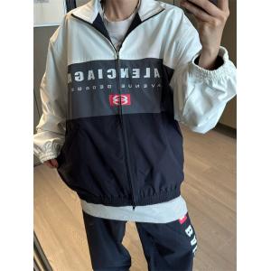 BALENCIAGA コピー ナイロンジャケット バイカラー ロゴ入り スポーツ カジュアル バレンシアガ