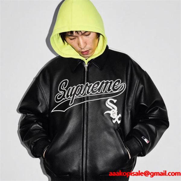 ブラック 2025秋冬 プレミアム質感 シュプリーム Supreme スーパーコピー レザージャケット