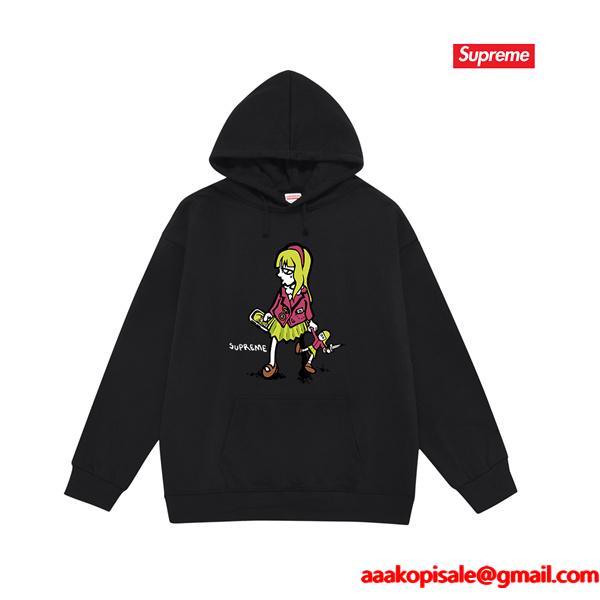 ブラック 2025秋冬 アートグラフィック Supreme シュプリーム 偽物 イラストパーカー