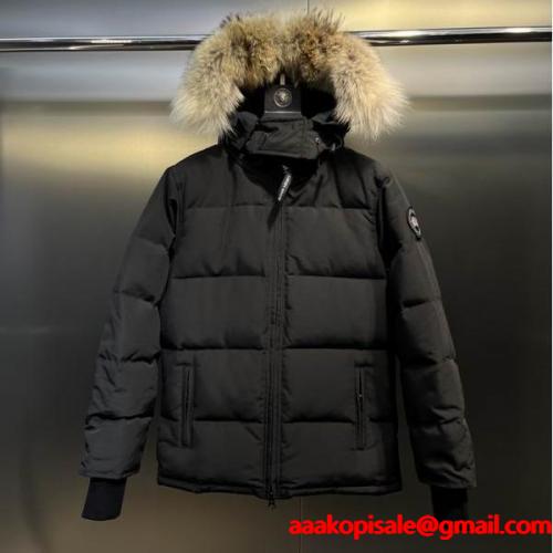 2025秋冬 ダークグレー ファーフード防寒ショートダウン カナダグース