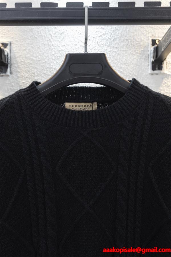 黒色格調 秋冬特選 バーバリー 偽物 ニットBurberry  格子柄アクセント 売れ筋おすすめモデル