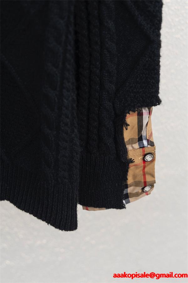 黒色格調 秋冬特選 バーバリー 偽物 ニットBurberry  格子柄アクセント 売れ筋おすすめモデル