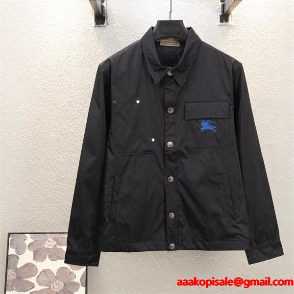 Burberry 黒色個性 秋冬特選 バーバリー 偽物 シャツ型 ジャケット ロゴアクセント 2025秋冬