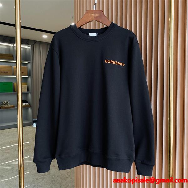 黒色オレンジロゴアクセント 秋冬大人気注目 Burberry バーバリー コピー パーカー デザイナー別注風