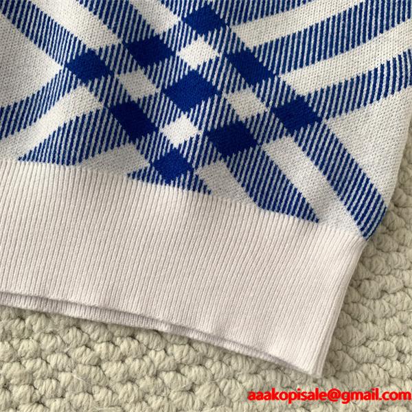 赤色格子柄デザイン 秋冬アクティブ注目 Burberry バーバリー コピー クルーネックニット クオリティ 季節限定モデル