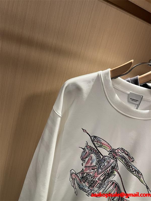 黒色虹色ロゴアクセント 2025秋冬大人気注目 バーバリー 偽物 パーカー スーパーコピークオリティ