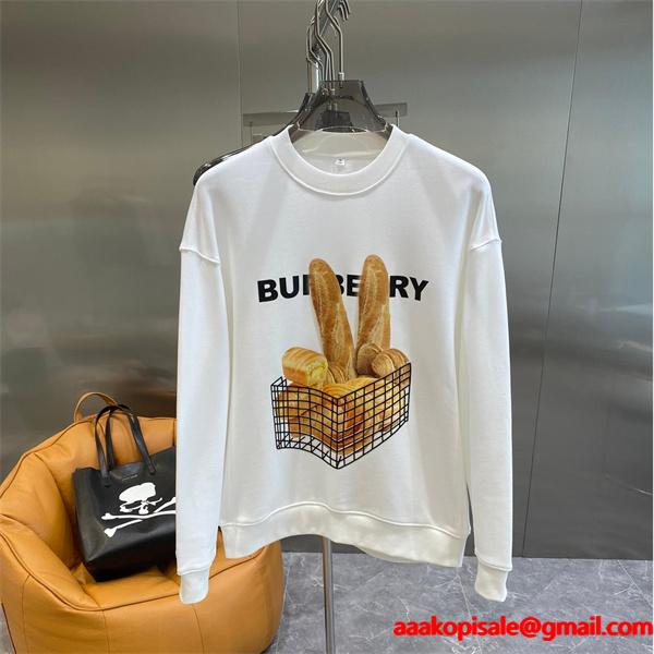 白色パンアクセント 2025秋冬ユニーク注目 バーバリー 偽物 パーカー デザイナー別注風  Burberry