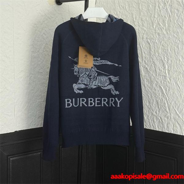 Burberry 紺色ロゴアクセント 秋冬定番ファッション バーバリー スーパーコピー パーカーニット 日常使い万能