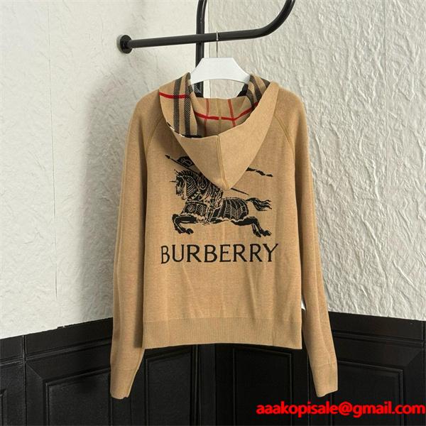 カーキロゴアクセント 秋冬大人気注目 バーバリー 偽物 パーカーニット クオリティ Burberry 2025AW注目