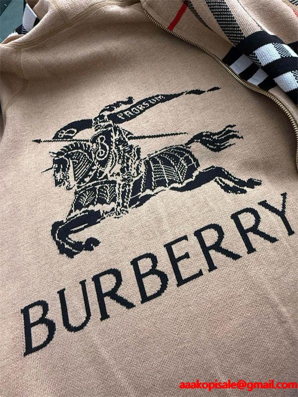 カーキロゴアクセント 秋冬大人気注目 バーバリー 偽物 パーカーニット クオリティ Burberry 2025AW注目