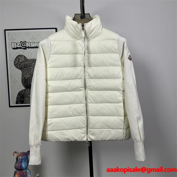 2025秋冬 ホワイト 上品さ抜群 保温性優秀 モンクレール スーパーコピー ニット袖ダウンジャケット Moncler 