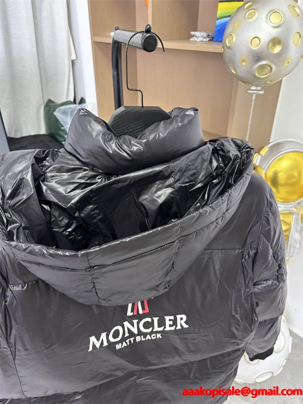 光沢感豊富 ブラック個性的 ハイテクテクスチャー モンクレール 偽物 ダウンジャケット Moncler 2025秋冬