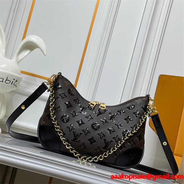 Louis Vuitton 2025秋冬 ブラウン グリッター チェーンアクセント ルイヴィトン 偽物 ショルダーバッグ