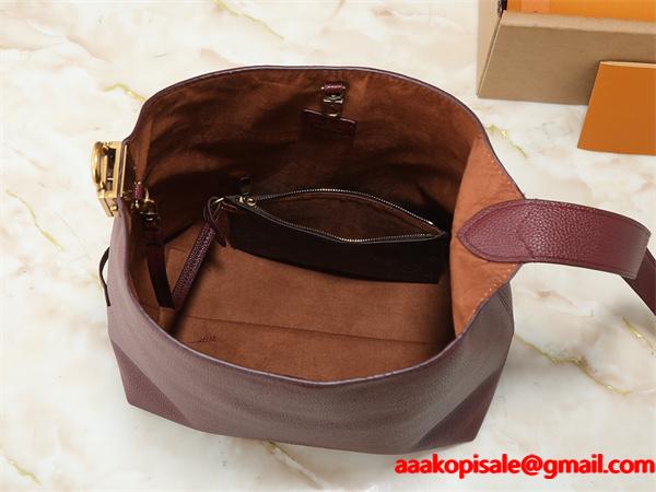 ワインレッド 2 ウェイ仕様 ハンドル付き ルイヴィトン コピー バケットバッグ Louis Vuitton 冬の華やぎ