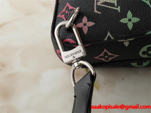 Louis Vuitton 2025秋冬 ブラック カラフルロゴ スリングバッグ ルイヴィトン 偽物 ショルダーバッグ