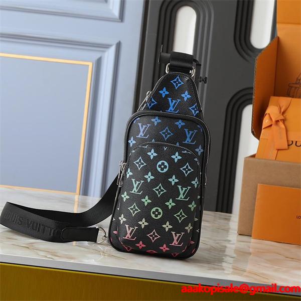 Louis Vuitton 2025秋冬 ブラック カラフルロゴ スリングバッグ ルイヴィトン 偽物 ショルダーバッグ