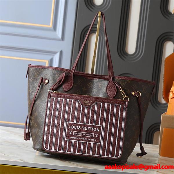 ワインレッド コントラストデザイン 季節限定モデル ルイヴィトン コピー トートバッグ Louis Vuitton 2025秋冬