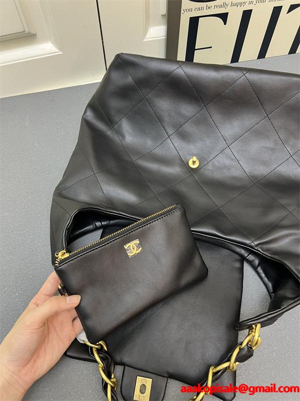 Chanel 冬の貴婦人 ブラック ダイヤ柄縫製 チェーンアクセント シャネル コピー ショルダーバッグ 高級感