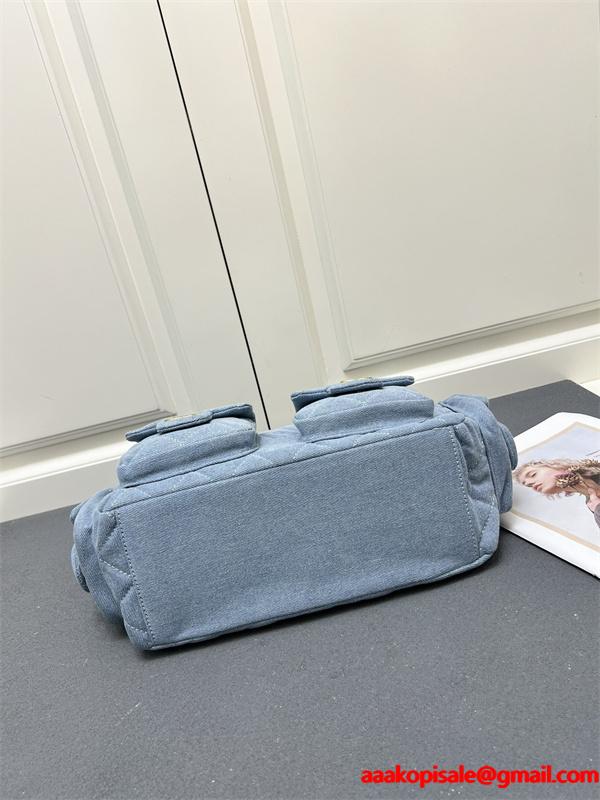 Chanel 冬の清新 デニムブルー ダイヤ柄縫製 チェーンアクセント シャネル コピー ショルダーバッグ