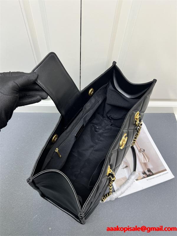 ブラック ダイヤ柄縫製 2 ウェイ仕様 シャネル スーパーコピー トートバッグ Chanel 2025秋冬