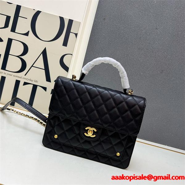  Chanel 冬の魅力 ブラック ダイヤ柄縫製 チェーンアクセント シャネル スーパーコピー ハンドバッグ