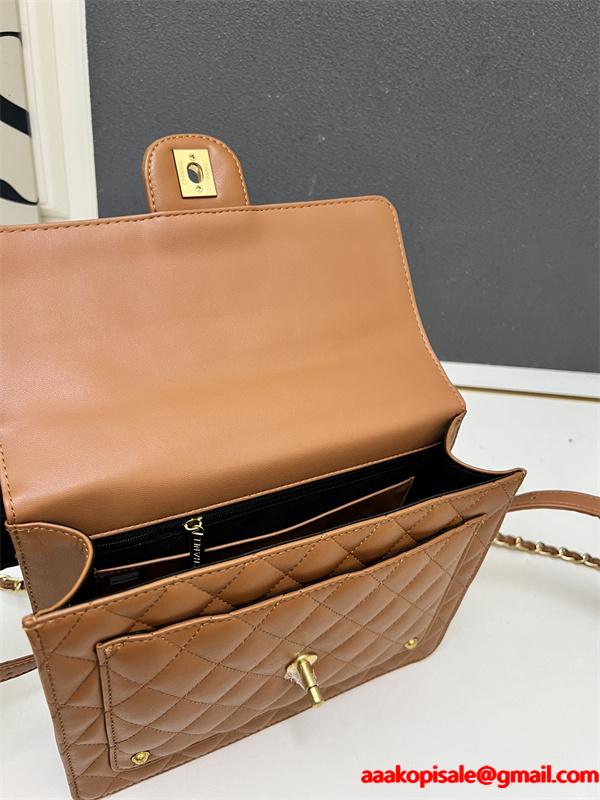  Chanel 冬の魅力 ブラック ダイヤ柄縫製 チェーンアクセント シャネル スーパーコピー ハンドバッグ