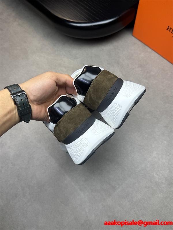 Hermès エルメス コピー 激安 ユニセックス スニーカー レザー メッシュ コンビ カジュアル 高品質 新作