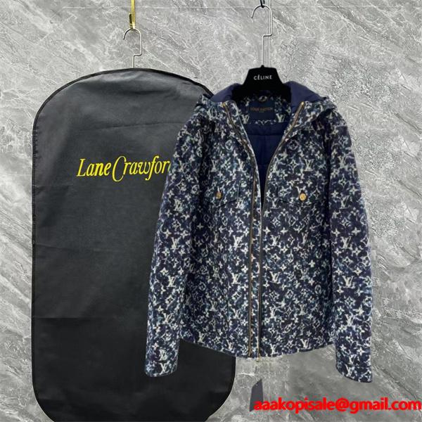 2025秋冬人気 高保温 激安通販限定 Louis Vuitton ルイヴィトン コピー モノグラム デニム ダウンジャケット 防寒デザイン