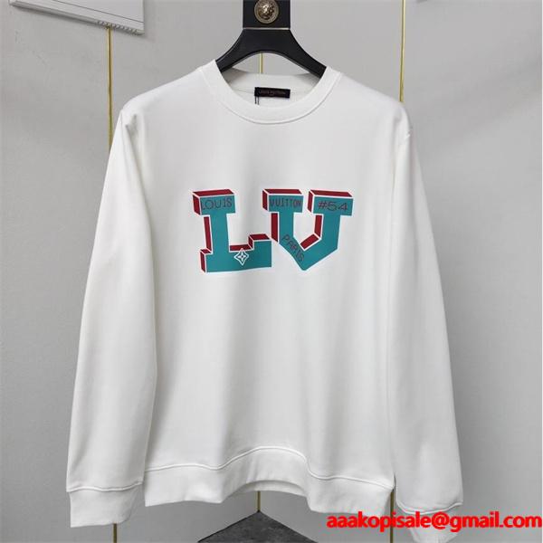 春秋人気 柔らか質感 高品質 Louis Vuitton ルイヴィトン スーパーコピー ホワイト ロゴパーカー 最新コレクションc