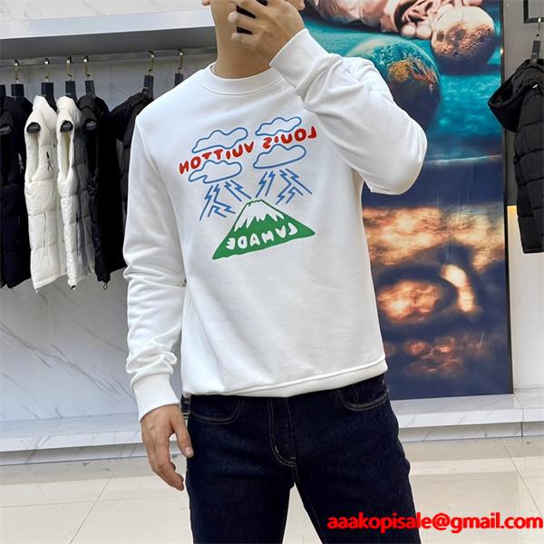  Louis Vuitton ルイヴィトン 偽物 ブラック プリント パーカー ストリート風 デザイン性抜群 激安通販人気