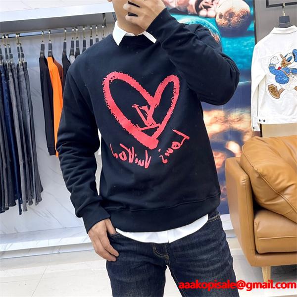 トレンド感抜群 おしゃれデザイン Louis Vuitton ルイヴィトン 偽物 ハート ロゴ パーカー ホワイト 