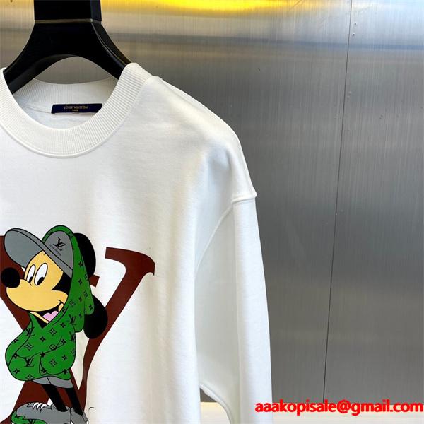 カジュアル人気 個性派プリント Louis Vuitton ルイヴィトン スーパーコピー ブラック キャラクター パーカー