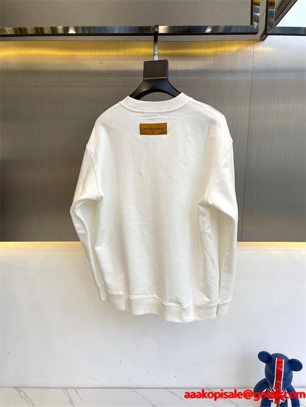 カジュアル人気 個性派プリント Louis Vuitton ルイヴィトン スーパーコピー ブラック キャラクター パーカー