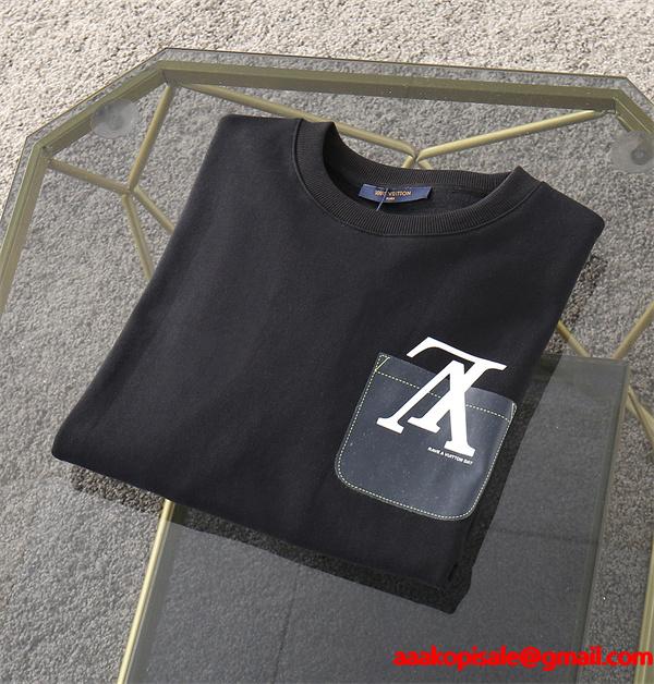 大人シック 上品スタイル Louis Vuitton ルイヴィトン 偽物 ポケットロゴ ブラック パーカー ホワイト 