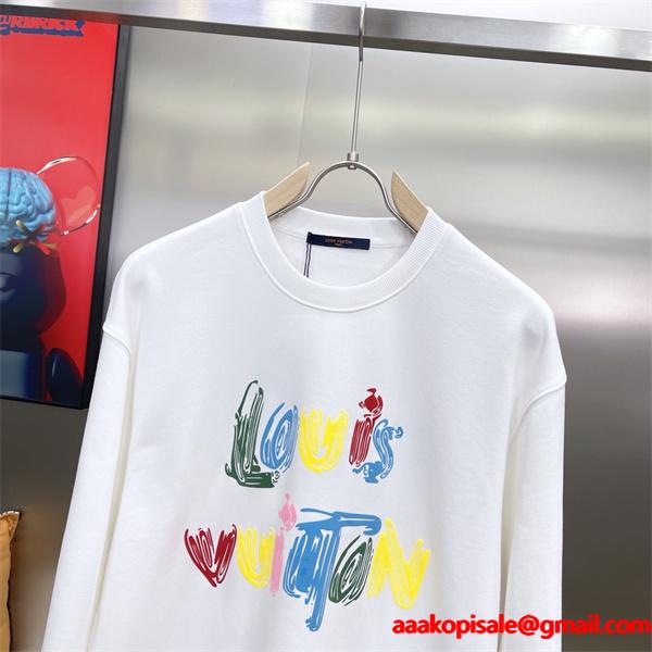  Louis Vuitton ルイヴィトン スーパーコピー パーカー 秋冬新作 暖かトレンド 高品質 ホワイトカラフルロゴ