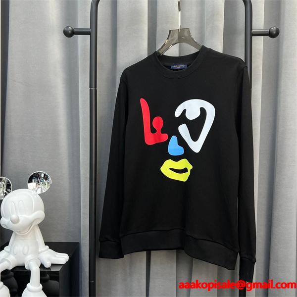 秋冬人気 個性派デザイン 激安通販限定 ブラックフェイスアート Louis Vuitton ルイヴィトン 偽物 パーカー