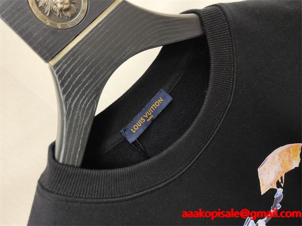 秋冬注目 優雅シルエット 高品質 ホワイトアートプリント Louis Vuitton ルイヴィトン コピー パーカー