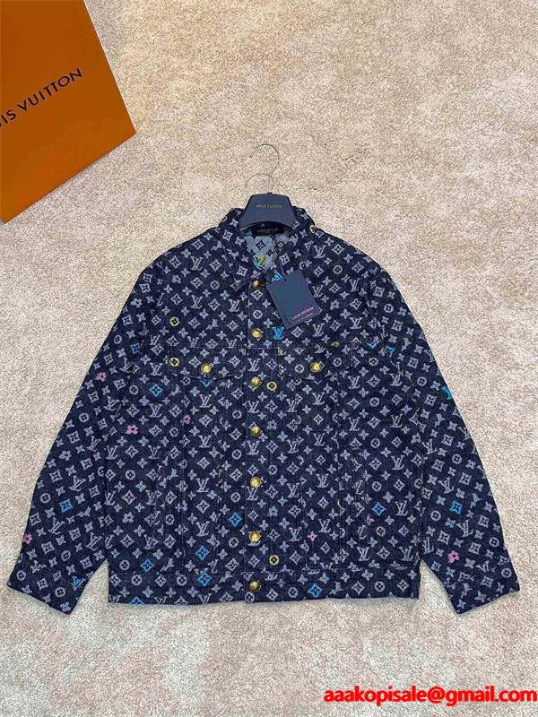   Louis Vuitton ルイヴィトン 偽物 ジャケット 着回し抜群の新デザイン トレンド感満載 ネイビーモノグラム
