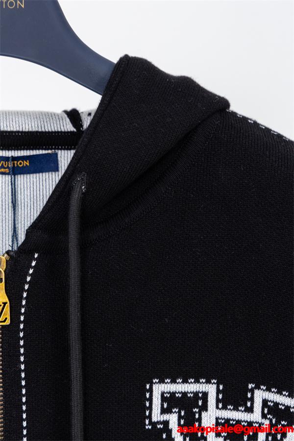 2025秋冬新作 高品質 ネイビーロゴ刺繍 Louis Vuitton ルイヴィトン コピー パーカー 最新コレクション
