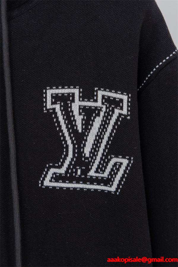 2025秋冬新作 高品質 ネイビーロゴ刺繍 Louis Vuitton ルイヴィトン コピー パーカー 最新コレクション