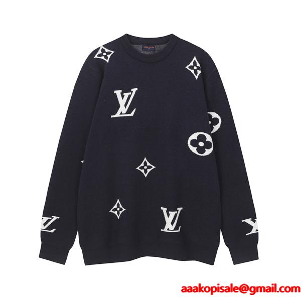Louis Vuitton ルイヴィトン 偽物 ニット 着回し抜群の新デザイン モノグラムスタイル ブラック＆ホワイト