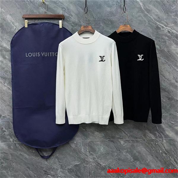 秋冬新作 ベーシックスタイル ブラック＆ホワイト Louis Vuitton ルイヴィトン スーパーコピー ニット