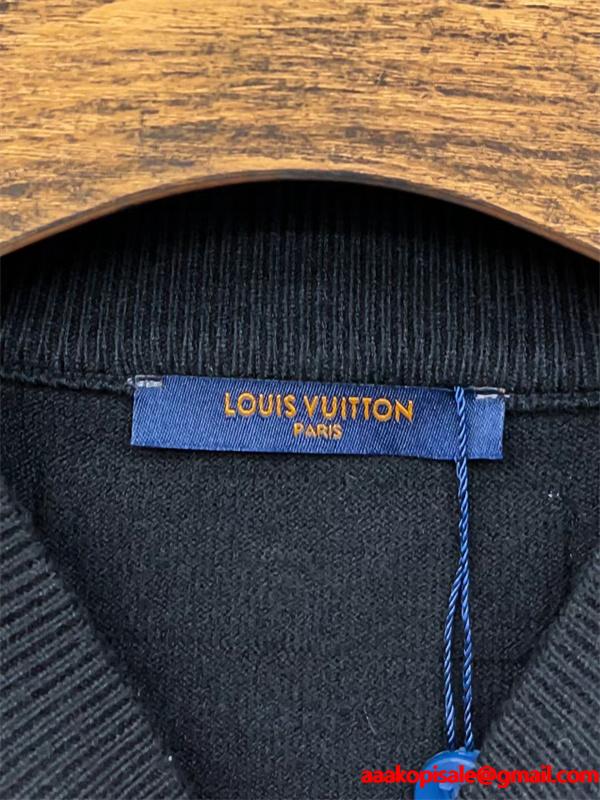 Louis Vuitton ルイヴィトン 偽物 ニット ブラック＆ホワイト 秋冬新作 カジュアルクラシック ロゴ刺繍