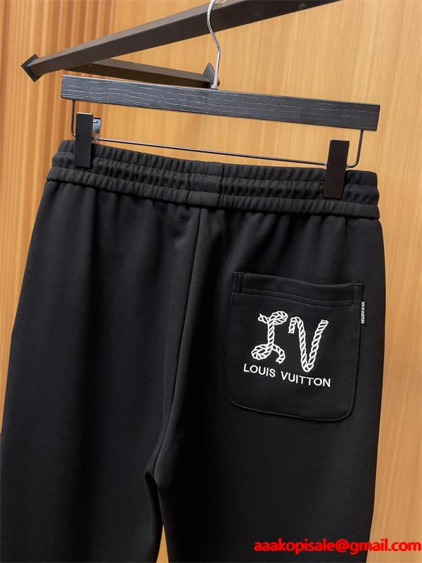 Louis Vuitton ルイヴィトン コピー スウェットパンツ2025秋冬新作 ブラック モノグラムロゴデザイン ブラック