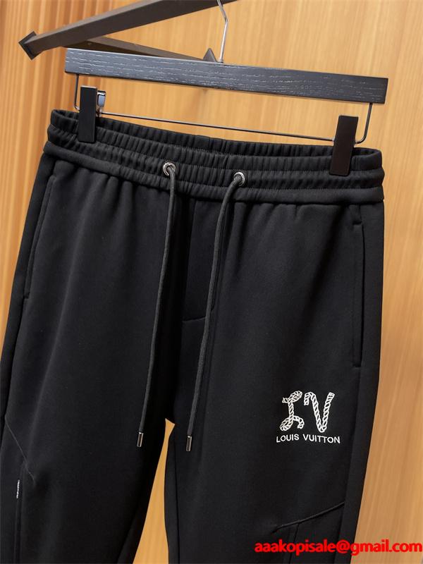 Louis Vuitton ルイヴィトン コピー スウェットパンツ2025秋冬新作 ブラック モノグラムロゴデザイン ブラック