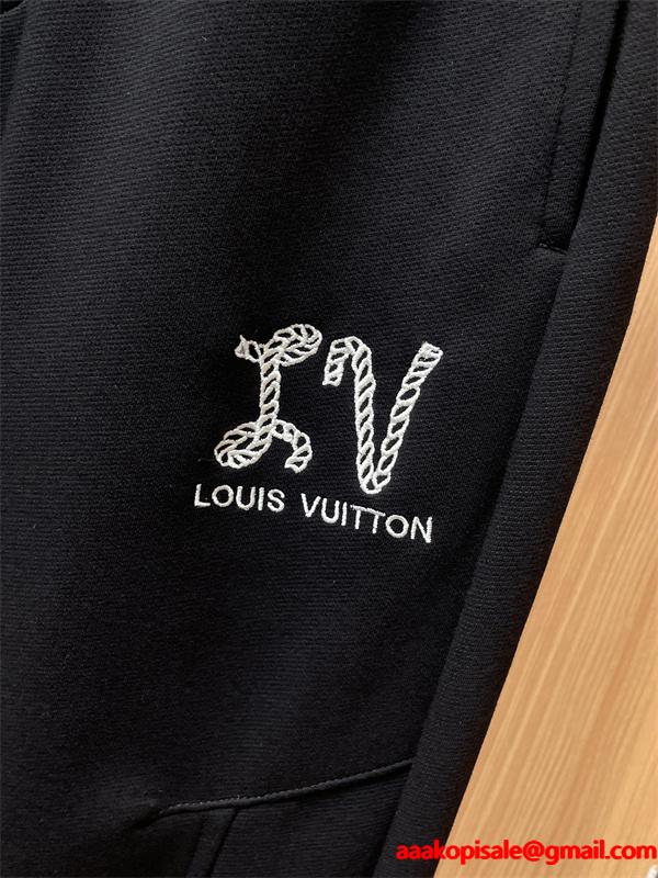 Louis Vuitton ルイヴィトン コピー スウェットパンツ2025秋冬新作 ブラック モノグラムロゴデザイン ブラック