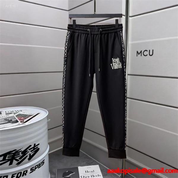 Louis Vuitton  ルイヴィトン コピー スウェットパンツ秋冬新作 ブラック サイドロゴデザイン