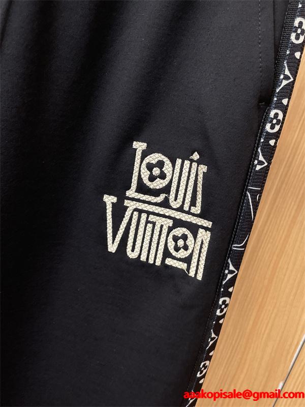 Louis Vuitton  ルイヴィトン コピー スウェットパンツ秋冬新作 ブラック サイドロゴデザイン