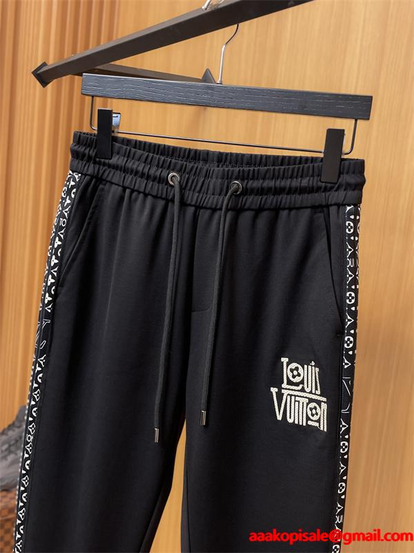 Louis Vuitton  ルイヴィトン コピー スウェットパンツ秋冬新作 ブラック サイドロゴデザイン